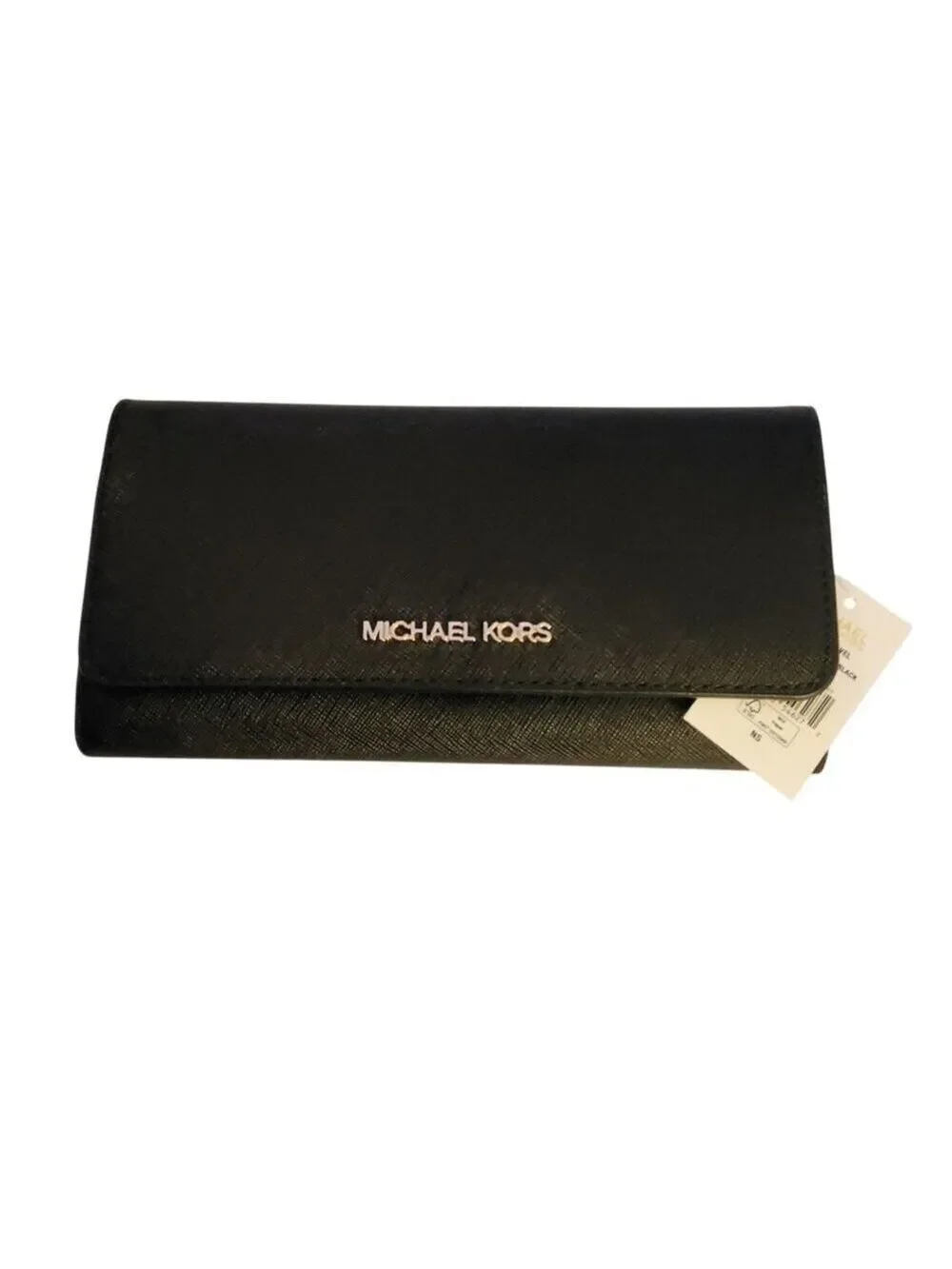 Michael Kors Crossgrain Leather Tri Fold Wallet Black